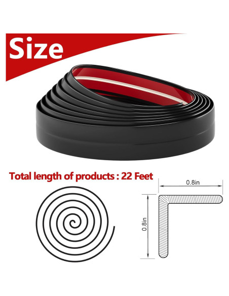 Moldura Flexible de Esquina Raycity 22 Pies Negro 90 Grados