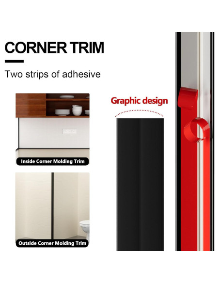 Moldura Flexible de Esquina Raycity 22 Pies Negro 90 Grados