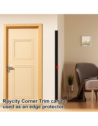 Moldura Flexible de Esquina Raycity 22 Pies Negro 90 Grados
