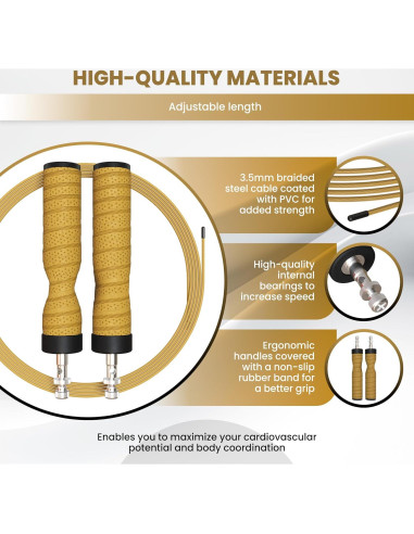 Cuerda de Salto Ajustable TUUTIE - Fitness, Cardio y Boxeo