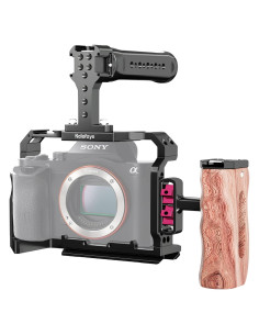 Jaula de cámara Kalofaye para Sony A7 M3 / A7II / A7RII con mango de madera