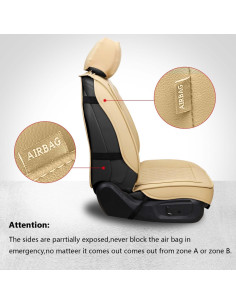 Funda de Asiento Delantero MIROZO 2PCS Beige Impermeable 2