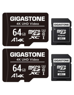 Tarjetas Micro SD Gigastone 64GB 4K UHD Paquete de 2