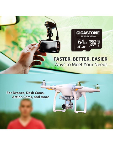 Tarjetas Micro SD Gigastone 64GB 4K UHD Paquete de 2