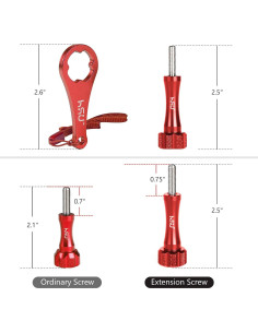 Conjunto de Tornillos de Pulgar HSU + Llave para GoPro Rojo 2