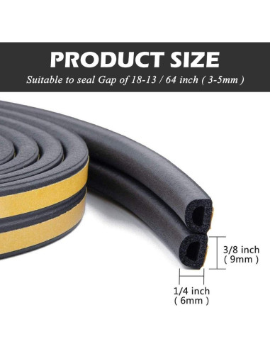 Tira de Aislamiento Acústico CloudBuyer 10m Autoadhesiva Negra