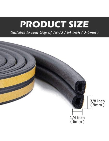 Tira de Aislamiento Acústico CloudBuyer 10m Autoadhesiva Negra