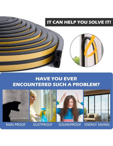 Tira de Aislamiento Acústico CloudBuyer 10m Autoadhesiva Negra