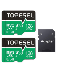 Tarjeta Micro SD TOPESEL 128GB x2 U3 V30 4K UHD Adaptador