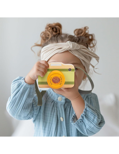 Cámara de Juguete de Madera WoodenEdu con Sonidos y Luz