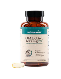 NatureWise Omega 3 Aceite de Pescado 500mg - 60 Cápsulas Blandas