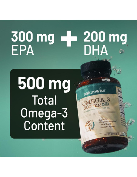 NatureWise Omega 3 Aceite de Pescado 500mg - 60 Cápsulas Blandas