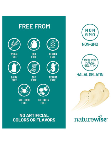 NatureWise Omega 3 Aceite de Pescado 500mg - 60 Cápsulas Blandas