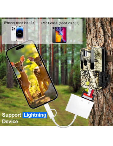 Lector de Tarjetas CF Denlane para iPhone y Android, 3 en 1