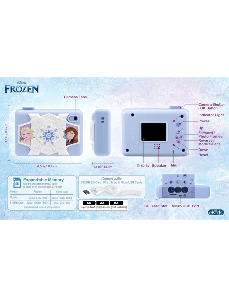 Cámara Digital para Niños eKids FR-533 Azul con Tarjeta SD