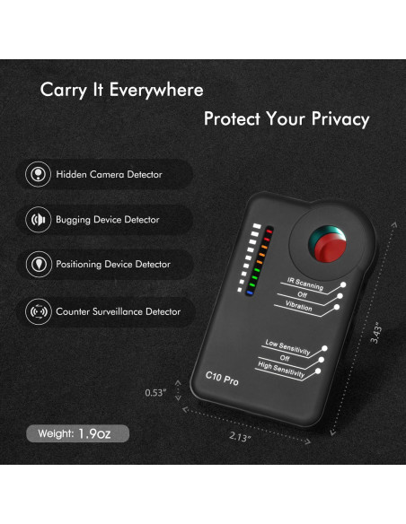 Detector de Insectos Apantimx C10 Pro 3ra Generación RF 1MHz-10GHz