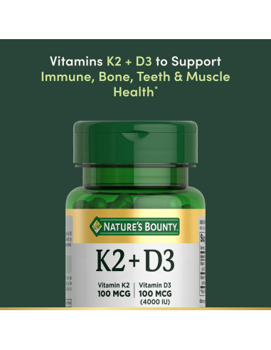 Suplemento Vitamina D3 K2 Nature's Bounty 30 Cápsulas