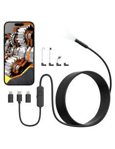 Cámara de Endoscopio TOPDC HD 1920p 5m IP67 con Luz LED