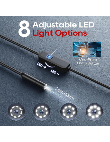 Cámara de Endoscopio TOPDC HD 1920p 5m IP67 con Luz LED