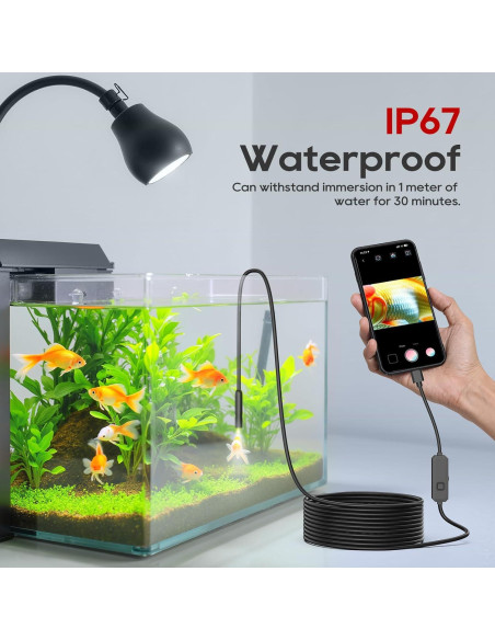 Cámara de Endoscopio TOPDC HD 1920p 5m IP67 con Luz LED