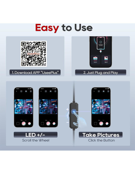 Cámara de Endoscopio TOPDC HD 1920p 5m IP67 con Luz LED