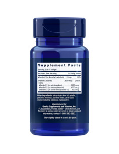 Life Extension Super K Vitamina K1 K2 MK-7 MK-4 90 Gelatinas 2