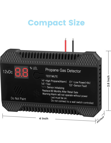 Detector de Gas Propano Funomo RVPD-1 12V Alarma 85dB