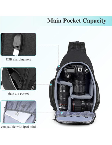 Bolsa de Mensajero para Cámara BAIGIO Resistente al Agua 17x10x35cm