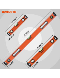 Juego de Niveles de Aluminio URASISTO 3 Piezas 30-101 cm 2
