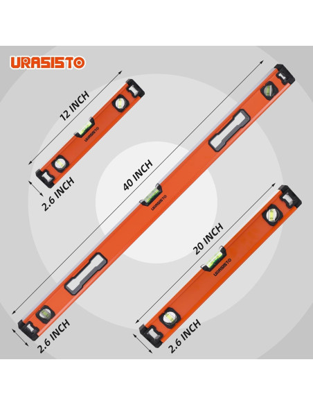 Juego de Niveles de Aluminio URASISTO 3 Piezas 30-101 cm