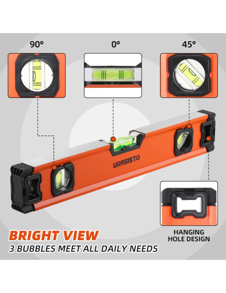 Juego de Niveles de Aluminio URASISTO 3 Piezas 30-101 cm