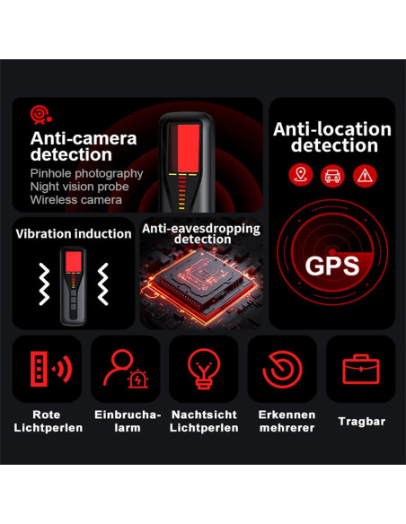 Detector de Cámara Oculta Suntony X13-NEW, 5 Niveles Sensibilidad