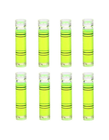 Mini Nivel Cilíndrico 8 Piezas 9.5x40mm Amarillo-Verde