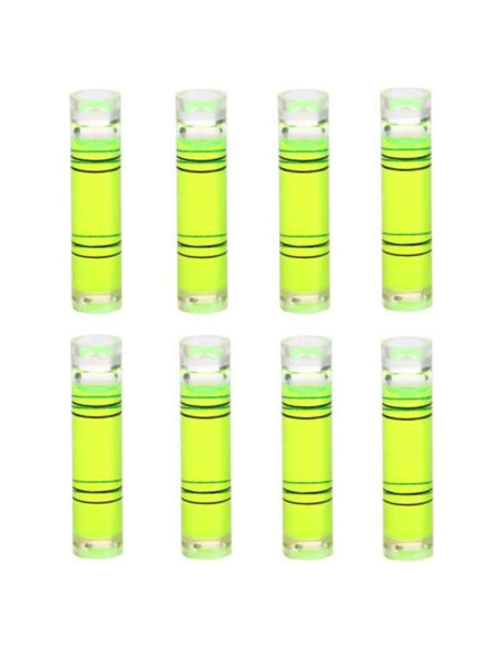 Mini Nivel Cilíndrico 8 Piezas 9.5x40mm Amarillo-Verde