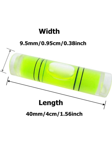 Mini Nivel Cilíndrico 8 Piezas 9.5x40mm Amarillo-Verde