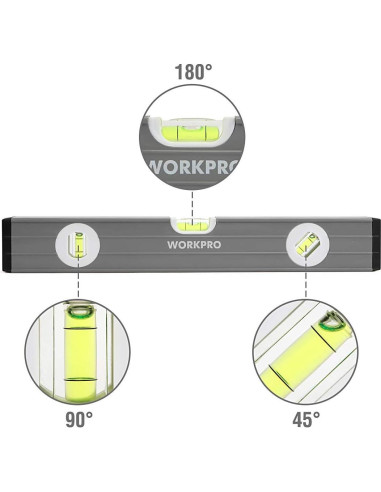 Juego de Niveles de Espíritu WORKPRO 3 Piezas 9-16-24 cm