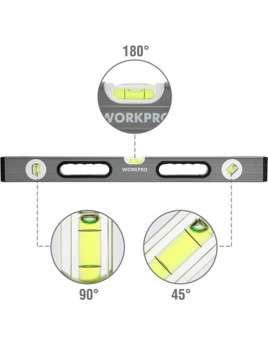 Juego de Niveles de Espíritu WORKPRO 3 Piezas 9-16-24 cm