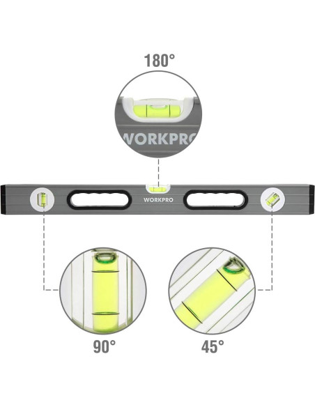 Juego de Niveles de Espíritu WORKPRO 3 Piezas 9-16-24 cm