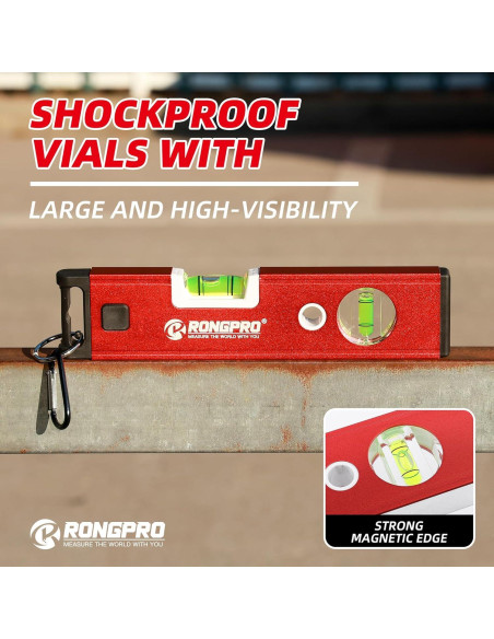 Nivel de Torpedo RONGPRO 23 cm Magnético Resistente a Golpes