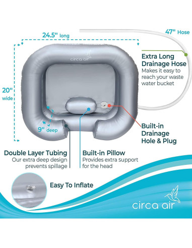 Basin Inflable para Lavado de Cabello Circa Air - Plateado