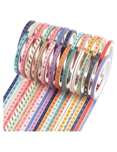 Set de 24 Rollos de Cinta Washi YUBX 3mm x 5m Decorativa