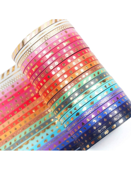 Set de 24 Rollos de Cinta Washi YUBX 3mm x 5m Decorativa