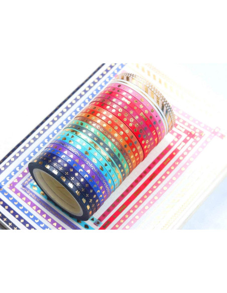 Set de 24 Rollos de Cinta Washi YUBX 3mm x 5m Decorativa
