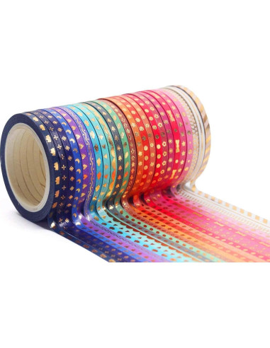 Set de 24 Rollos de Cinta Washi YUBX 3mm x 5m Decorativa