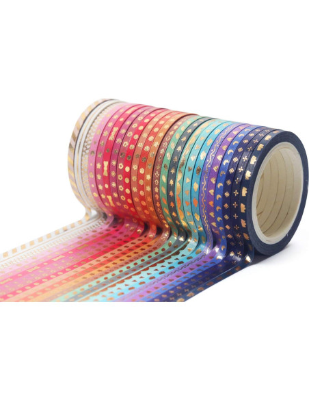Set de 24 Rollos de Cinta Washi YUBX 3mm x 5m Decorativa