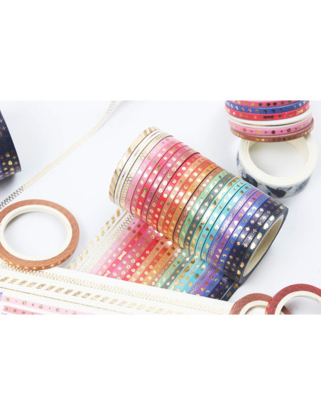 Set de 24 Rollos de Cinta Washi YUBX 3mm x 5m Decorativa