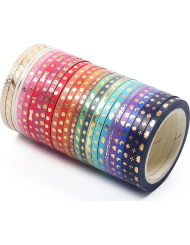 Set de 24 Rollos de Cinta Washi YUBX 3mm x 5m Decorativa