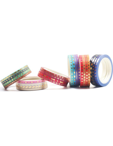 Set de 24 Rollos de Cinta Washi YUBX 3mm x 5m Decorativa