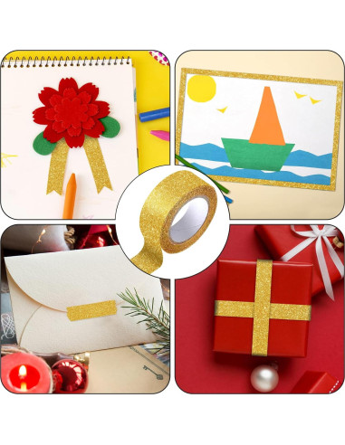 3 Rollos de Cinta Washi Dorada Hapy Shop 15mm x 5m