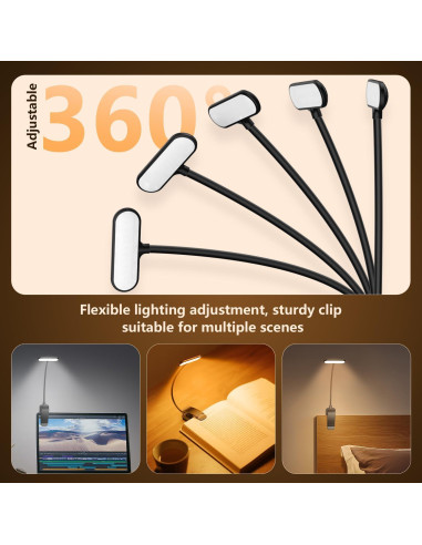 Luz de Lectura Recargable IOHFO con Clip, 3 Temperaturas, 80h